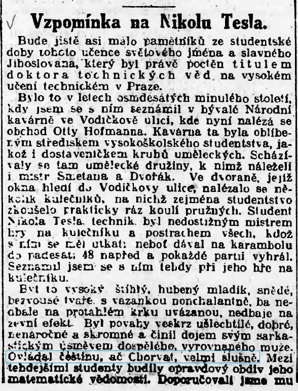 František Žurek about Nikola Tesla, part 1