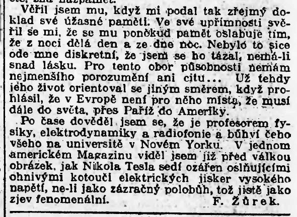 František Žurek about Nikola Tesla, part 3