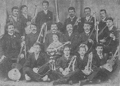 Croats in Punta Arenas, Chile, with their tamburitzas
(photo from Lj. Antic, Hrvati u J. Americi,  Zagreb, 1991)